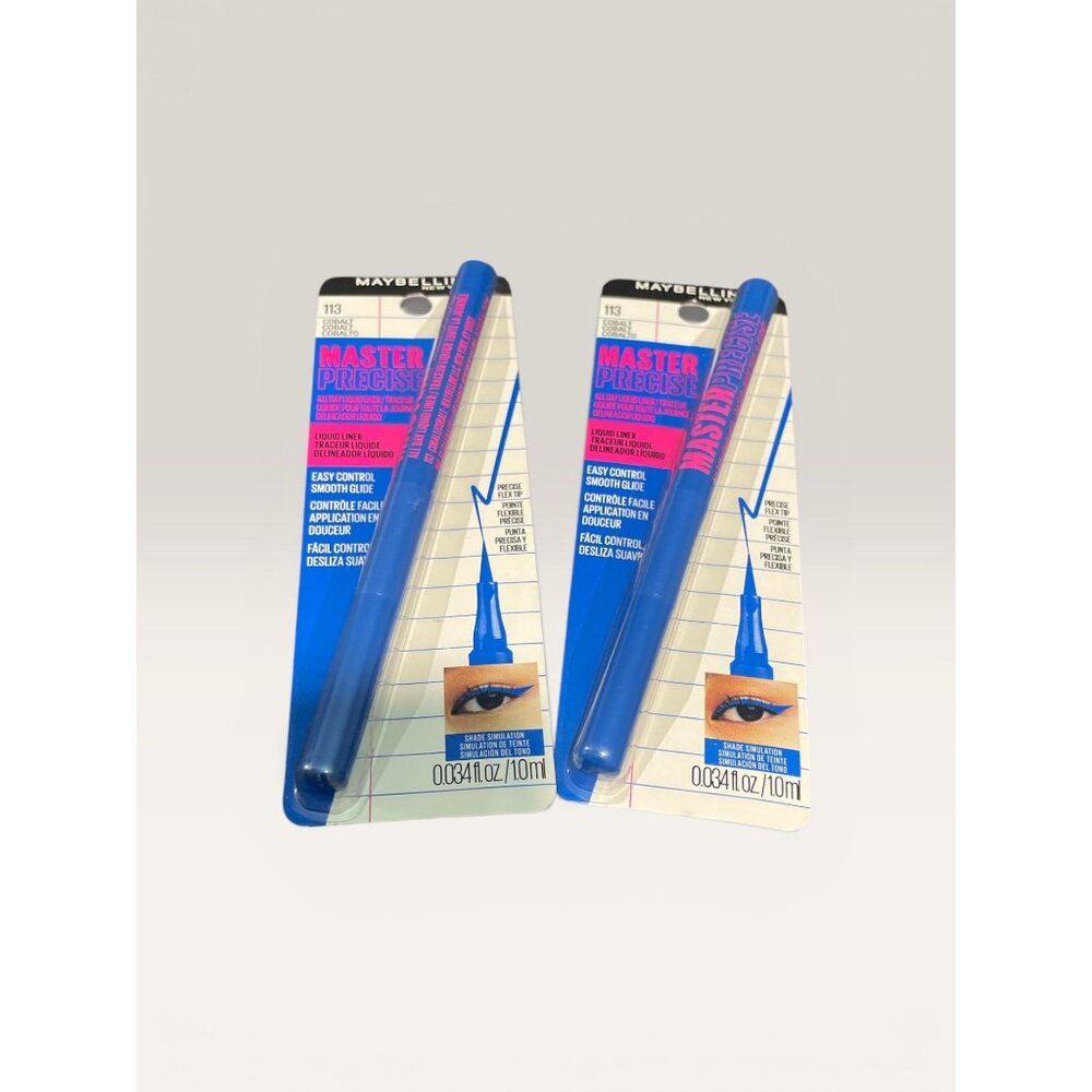 Lot of 2 Maybelline Master Precise Liquid Eyeliner 113 Cobalt Blue NEW